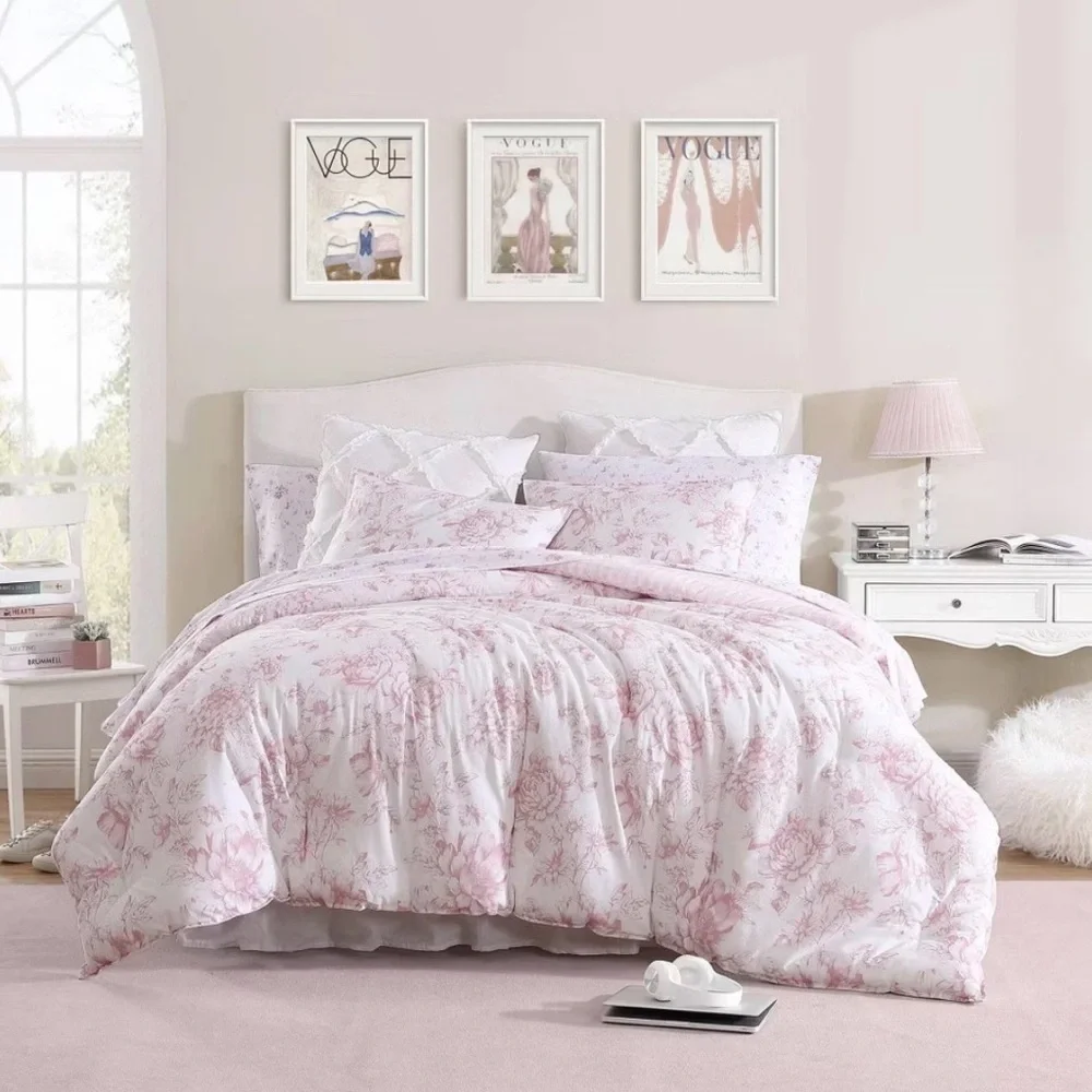 Coquette Floral Pink King of Comforter Set ~ Laura Ashley